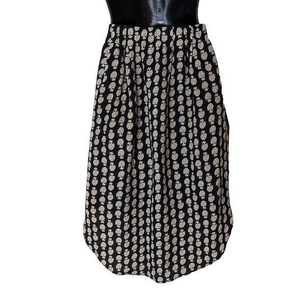 Madewell Black and Tan Knee Length Lightweight Silk Skirt Size Medium - Picture 2 of 9